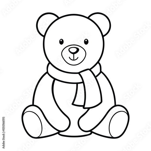 Christmas Teddy bear Outline Design - Christmas Teddy bear vector illustration
