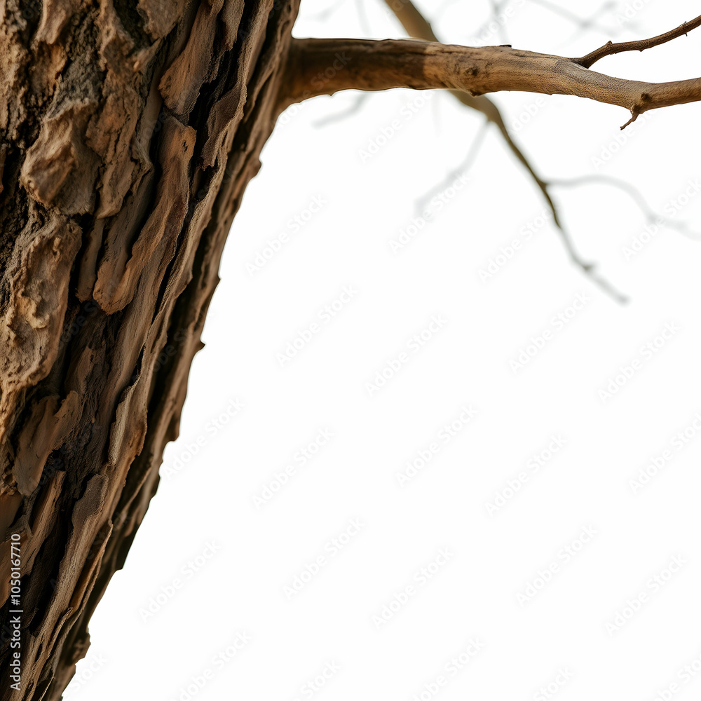Naklejka premium Dried tree trunk close up on the white background