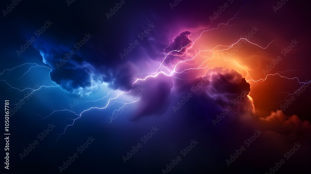 Epic Thunderstorm with Striking Blue and Orange Lightning Epic Thunderstorm with Striking Blue and Orange Lightning