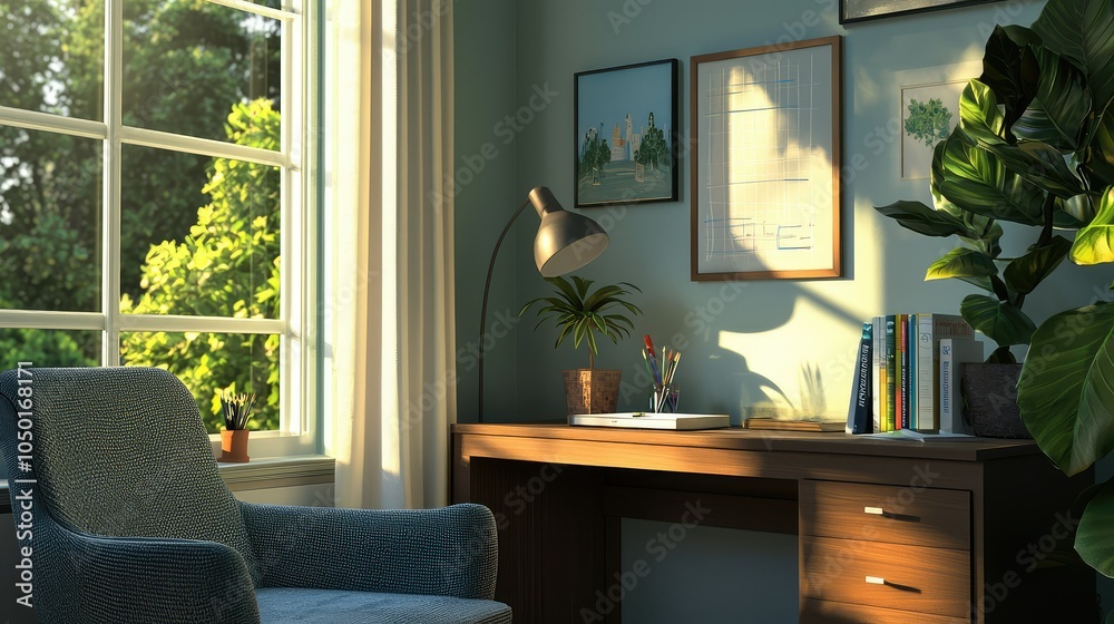 Fototapeta premium Cozy Study Corner with Natural Light