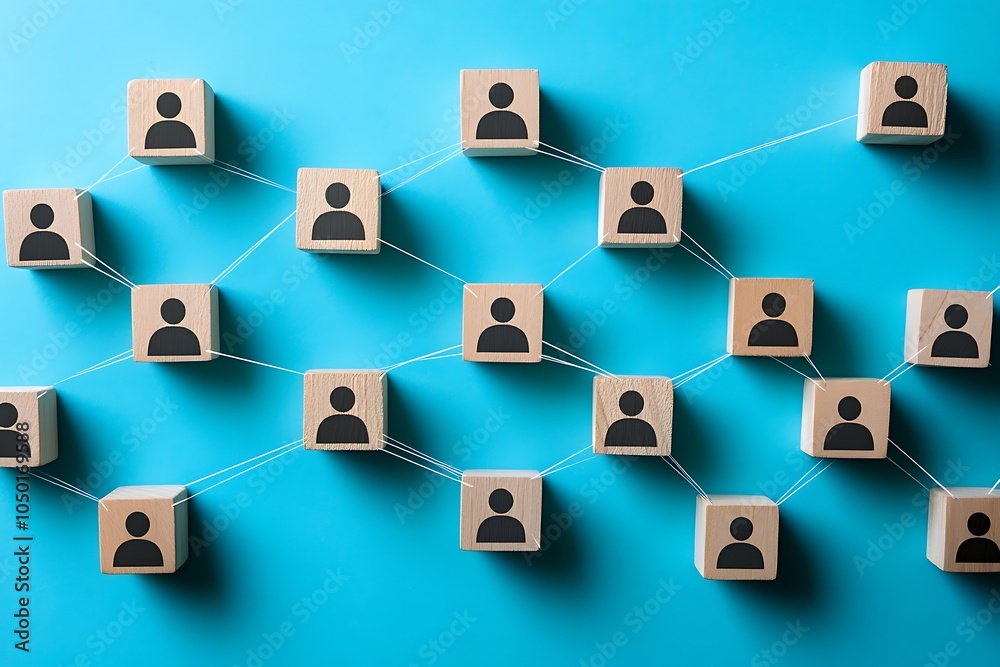 Interconnected People Blocks  Collaboration and Unity Design