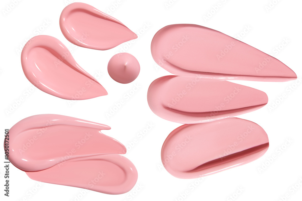 Set of pink cream or lipstick smears on an empty background. Beauty product, cosmetic textures. Set of pink cream or lipstick smears on an empty background. Beauty product, cosmetic textures.