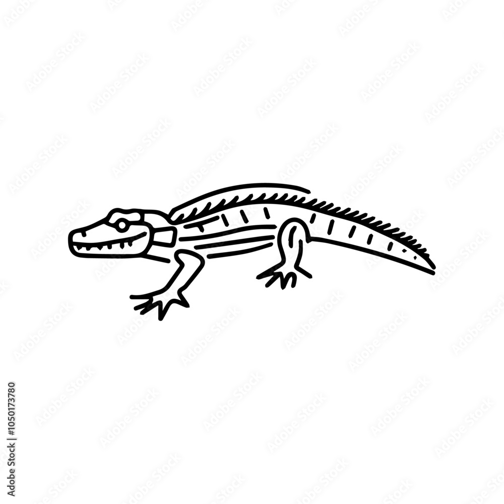 Naklejka premium crocodile line art, vector illustration