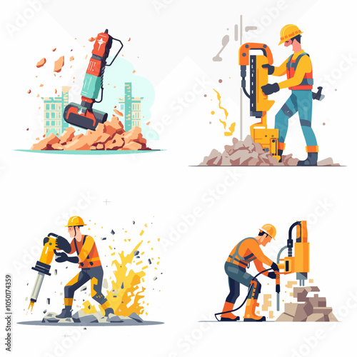 man is working with a jackhammer