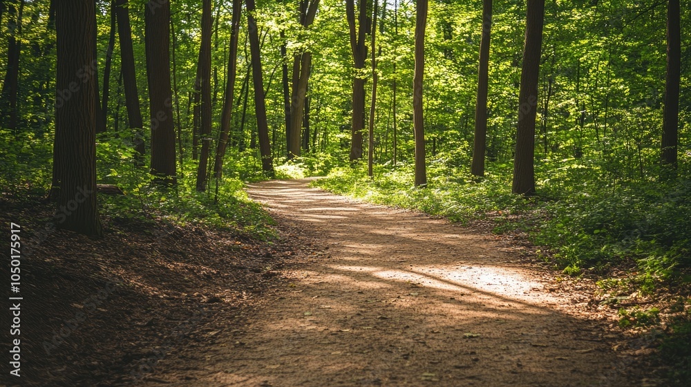 Fototapeta premium Pathway Through a Lush Green Forest Landscape