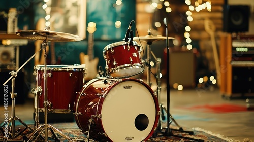 Cozy Music Studio with Drums and Instruments