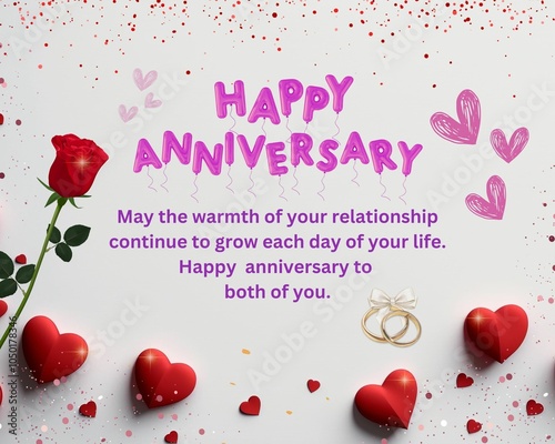 Happy anniversary,  Anniversary greeting card.
