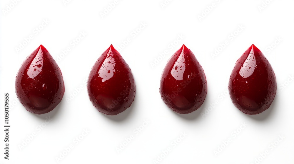 Obraz premium Red Liquid Drops on White Background