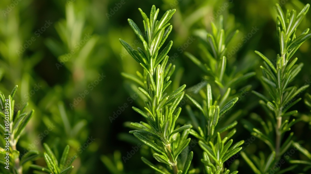 A close up detail captures the vibrant greenery of fresh rosemary herb, flourishing in a well tended garden A close up detail captures the vibrant greenery of fresh rosemary herb, flourishing in a well tended garden