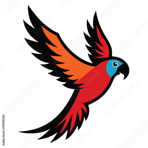 Solid color Macaw animal vector design