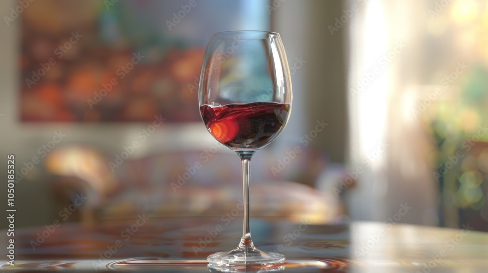 Stunningly realistic image of a beautifully crafted glass of red wine against a soft background Stunningly realistic image of a beautifully crafted glass of red wine against a soft background