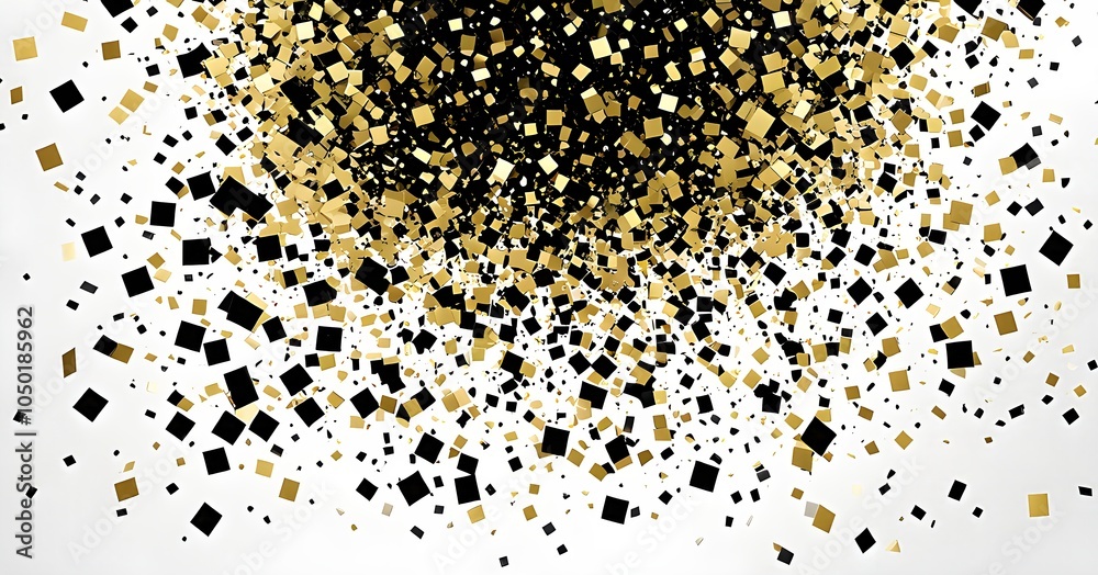 abstract New Year’s Eve confetti explosion, with minimalist colored squares and circles falling through an empty white background abstract New Year’s Eve confetti explosion, with minimalist colored squares and circles falling through an empty white background