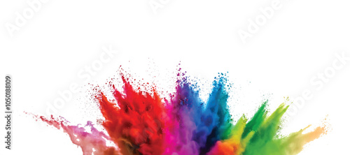 colorful pigment powder, explosion of colored powder exploding isolated on white background
