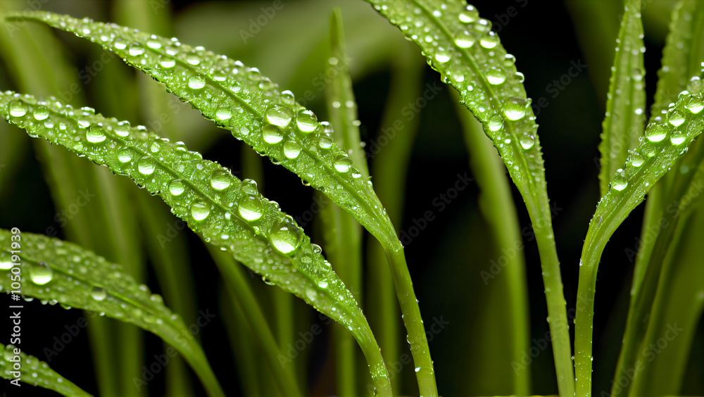 Beauty of nature: Microcosm of water drops on green leaves - Macro photography that emphasizes texture, freshness and harmony in the natural environment Beauty of nature: Microcosm of water drops on green leaves - Macro photography that emphasizes texture, freshness and harmony in the natural environment