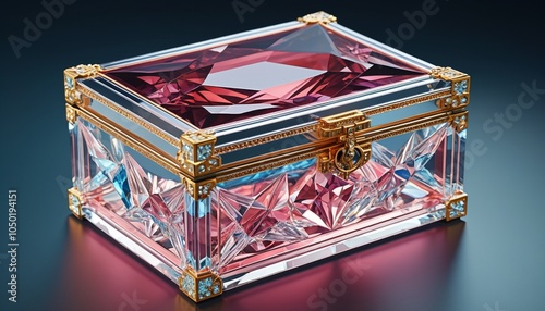 An exquisite crystal jewelry box with vibrant hues, providing a stylish way to store and display precious items, Generative AI