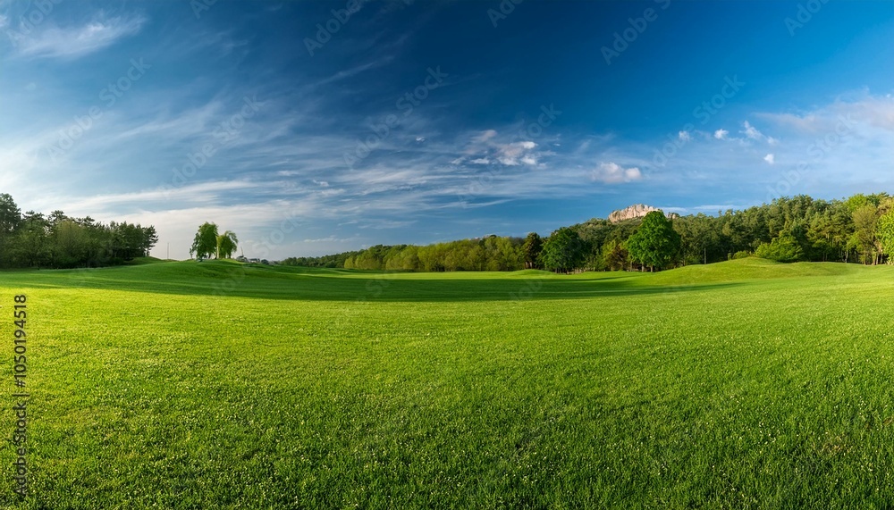 Obraz premium beautiful panoramic background of the green field in natural park