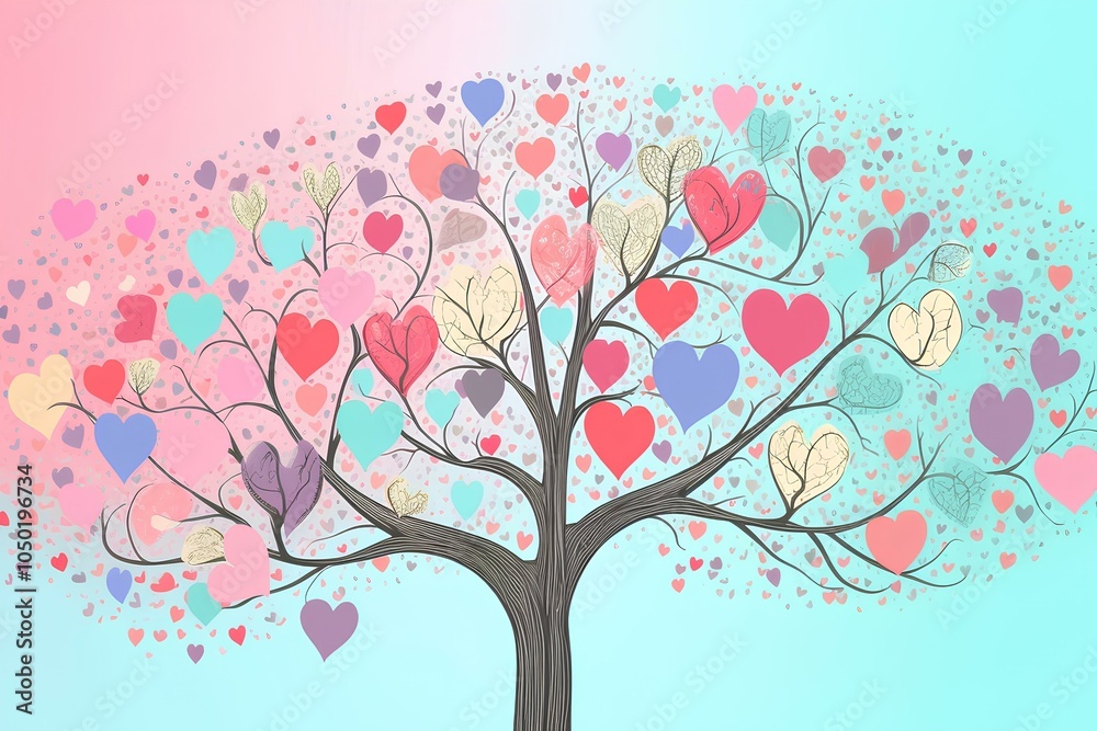 Obraz premium tree with hearts