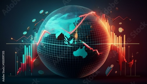 econimical crisis concept spread in the world economy is down 3d illustration photo