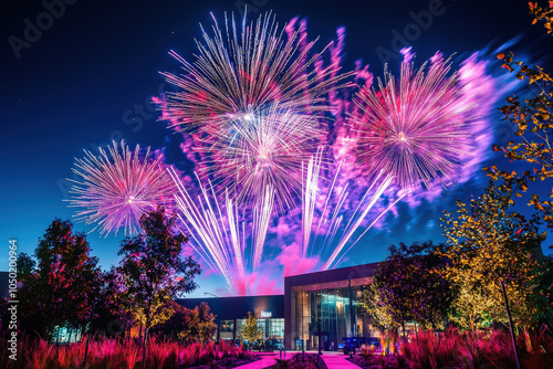 Spectacular Fireworks Display Over Tech Campus Illuminates Innovation and Excitement