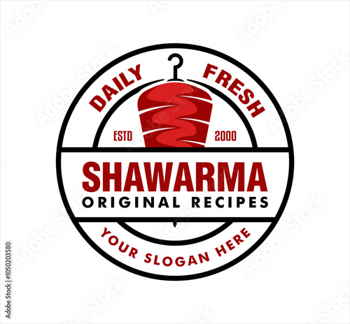 doner kebab shawarma logo label template vector illustration Turkish and Arabian fast food restaurant business