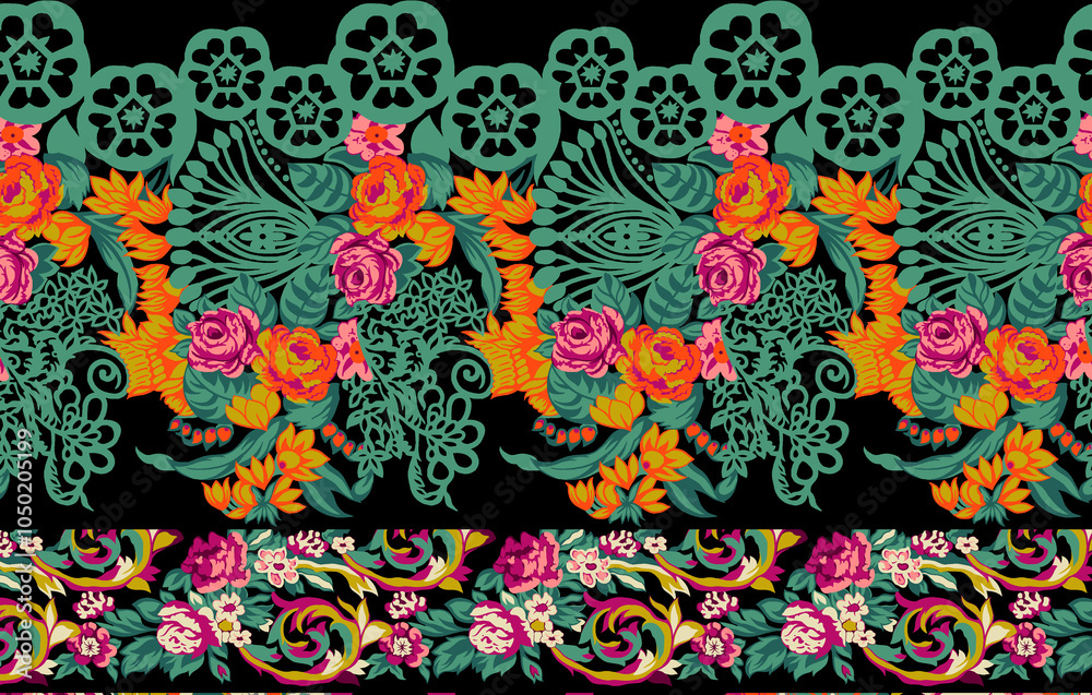 seamless beautiful wallpaper cards all over design floral leaf vintage ornament Victorian ethnic geometric print paisley
