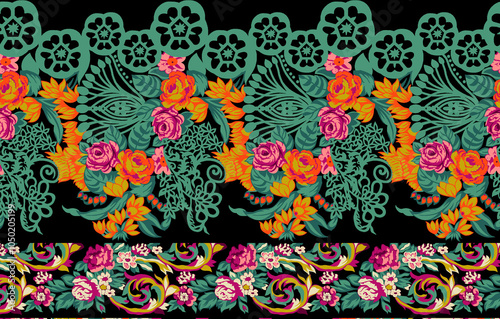 Obraz na płótnie seamless beautiful wallpaper cards all over design floral leaf vintage ornament Victorian ethnic geometric print paisley w salonie