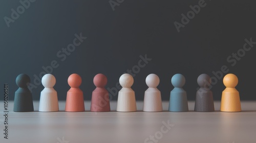 A Series of Colorful Wooden Figures Standing Together in a Neat Row for Display Purposes