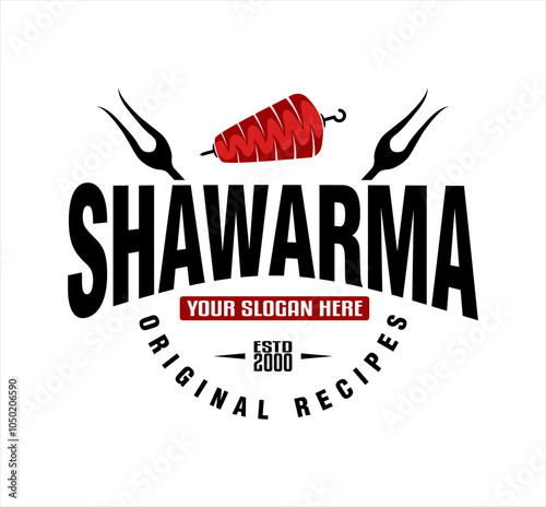 doner kebab shawarma logo label template vector illustration Turkish and Arabian fast food restaurant business