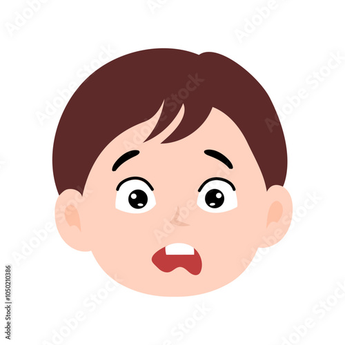 brown hair kawaii boys on different exspression design element stock. kawaii emoticon