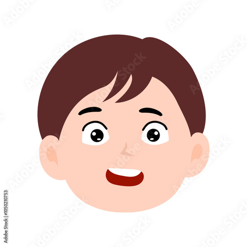 brown hair kawaii boys on different exspression design element stock. kawaii emoticon