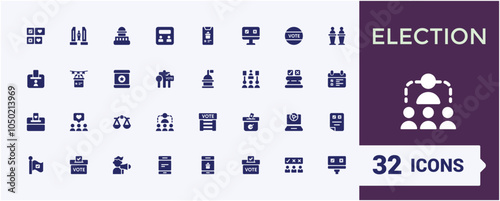 Democracy solid icon collections. Icons set with teamwork, illustration, voting, democracy, freedom, no and more. Filled symbol collection. Vector illustration.