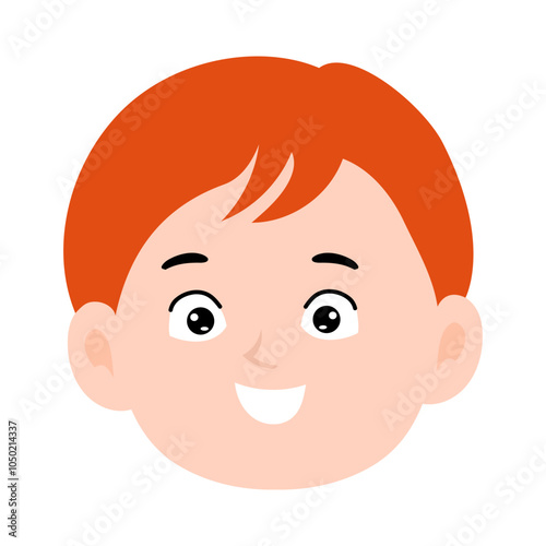 Cartoon kids with orange hair variant expression design element stock