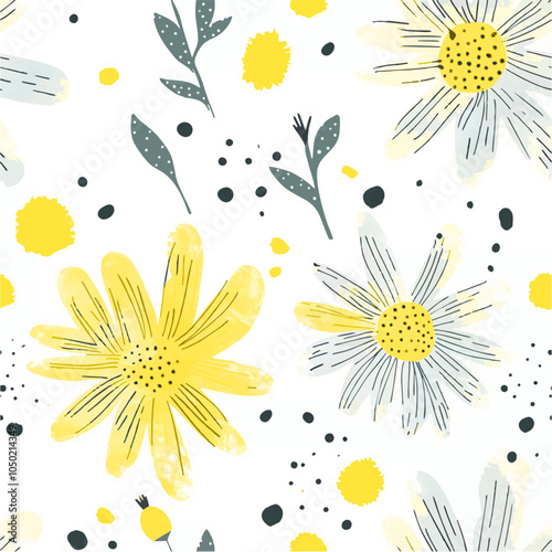 seamless pattern with camomiles