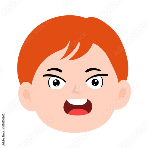 Cartoon kids with orange hair variant expression design element stock