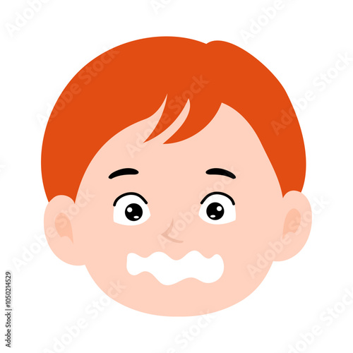 Cartoon kids with orange hair variant expression design element stock