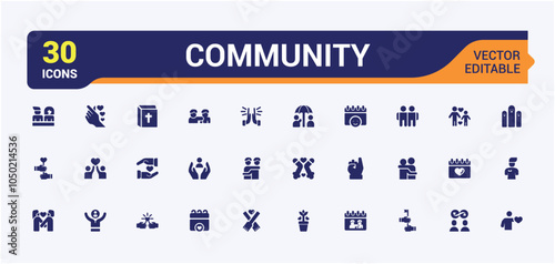 Friendship filled icon collection. Contains related to ui, service, solid, interaction, partnership, fun and more. Perfect for logos and infographics. Vector illustration in modern solid style.
