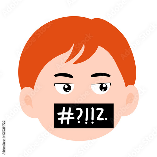 Cartoon kids with orange hair variant expression design element stock