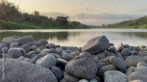 Pebble stones in the river water