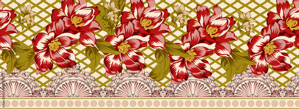 seamless beautiful wallpaper cards border design floral leaf vintage ornament Victorian geometric ethnic print paisley