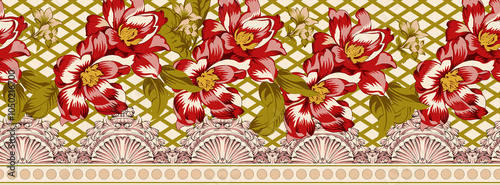 Obraz na płótnie seamless beautiful wallpaper cards border design floral leaf vintage ornament Victorian geometric ethnic print paisley w salonie