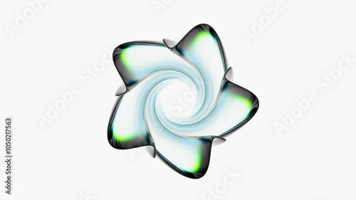 spiral transparent flower glass dispersion loop animation 3d render