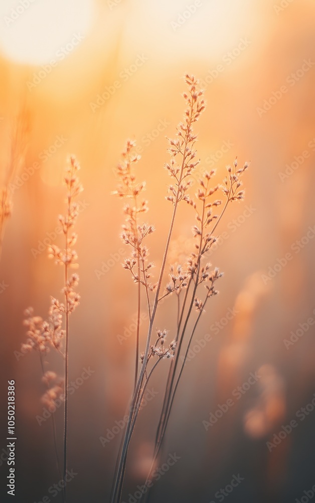 Delicate grass silhouettes against a warm sunset glow, capturing the essence of tranquility and nature's beauty in a serene environment. Delicate grass silhouettes against a warm sunset glow, capturing the essence of tranquility and nature's beauty in a serene environment.