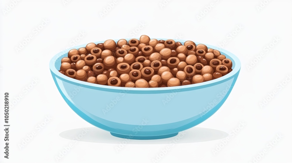 Bowl of Chocolate Cereal with Milk Breakfast Food Cartoon Illustration Bowl of Chocolate Cereal with Milk Breakfast Food Cartoon Illustration