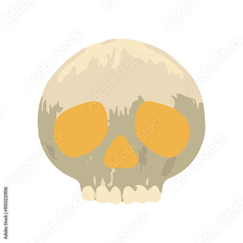 Spooky skull in cartoon style, skull vector illustration isolated on white background.