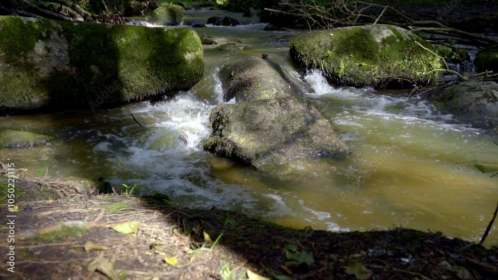 Hiking along the Otterbach Stream in the Otterbach Valley in Bavaria Germany Hiking along the Otterbach Stream in the Otterbach Valley in Bavaria Germany