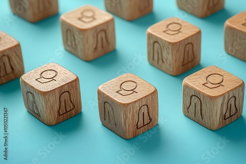 Wooden Blocks Connected People Social Connection Concept photo