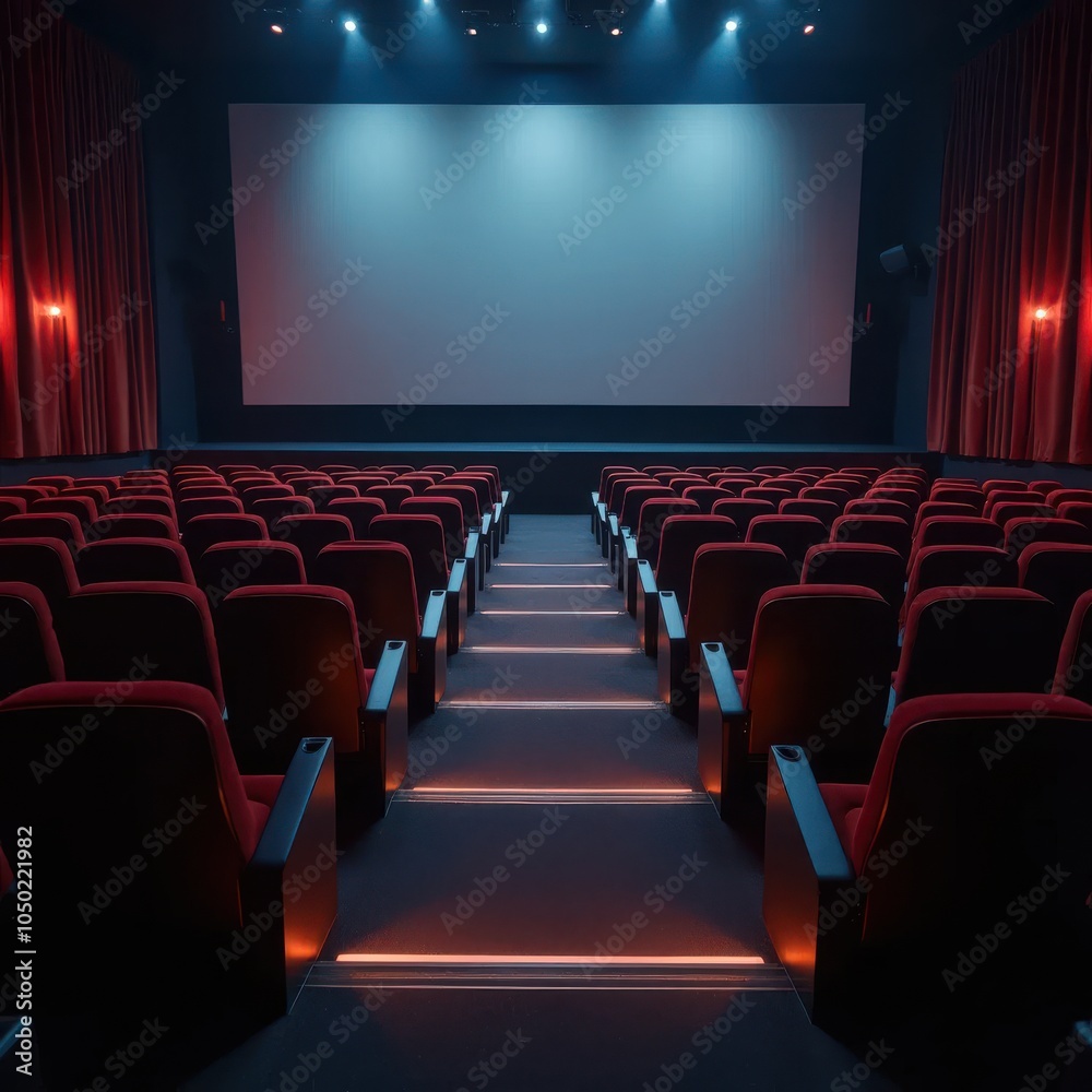 Fototapeta premium Capturing the Eloquent Stillness of an Empty Cinema Venue with Rich Photographic Depth