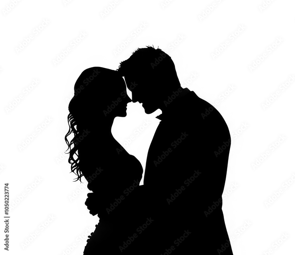 Black silhouette of a wedding couple on a white background. Black silhouette of a wedding couple on a white background.