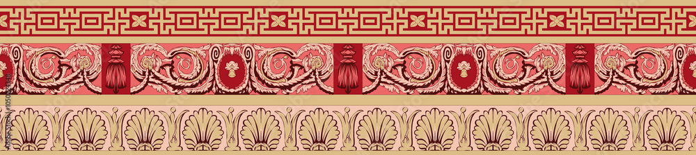 seamless beautiful wallpaper cards border design floral leaf vintage ornament Victorian geometric ethnic print paisley