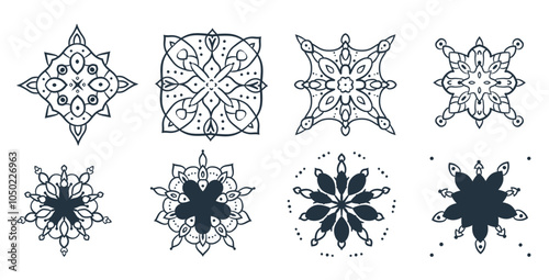 Set of vintage retro ornament. Vector hand drawn collection illustration isolated on white background.